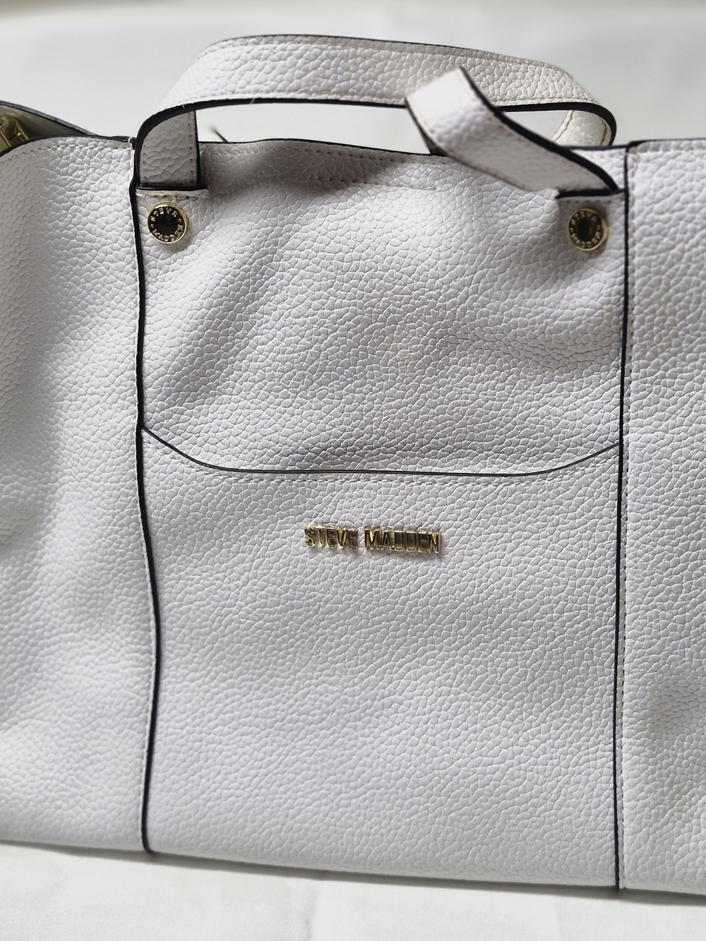 Steve Madden White Pebbled Tote Bag